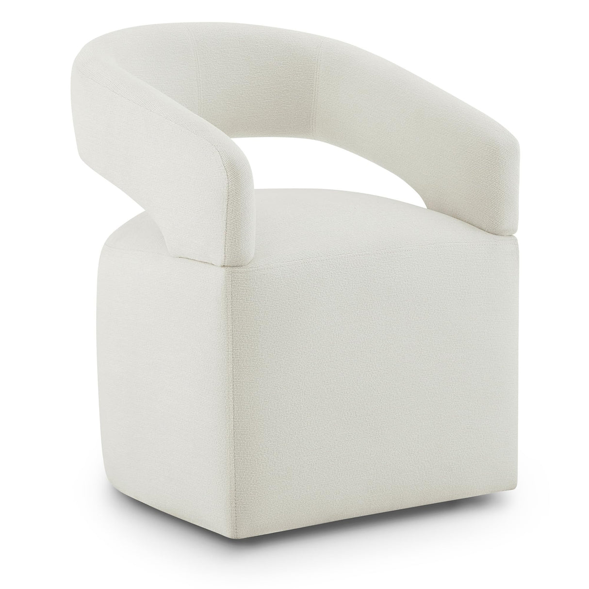 Dining Chairs with Casters Upholstered Barrel Chair with Uniquely Designed Backrest