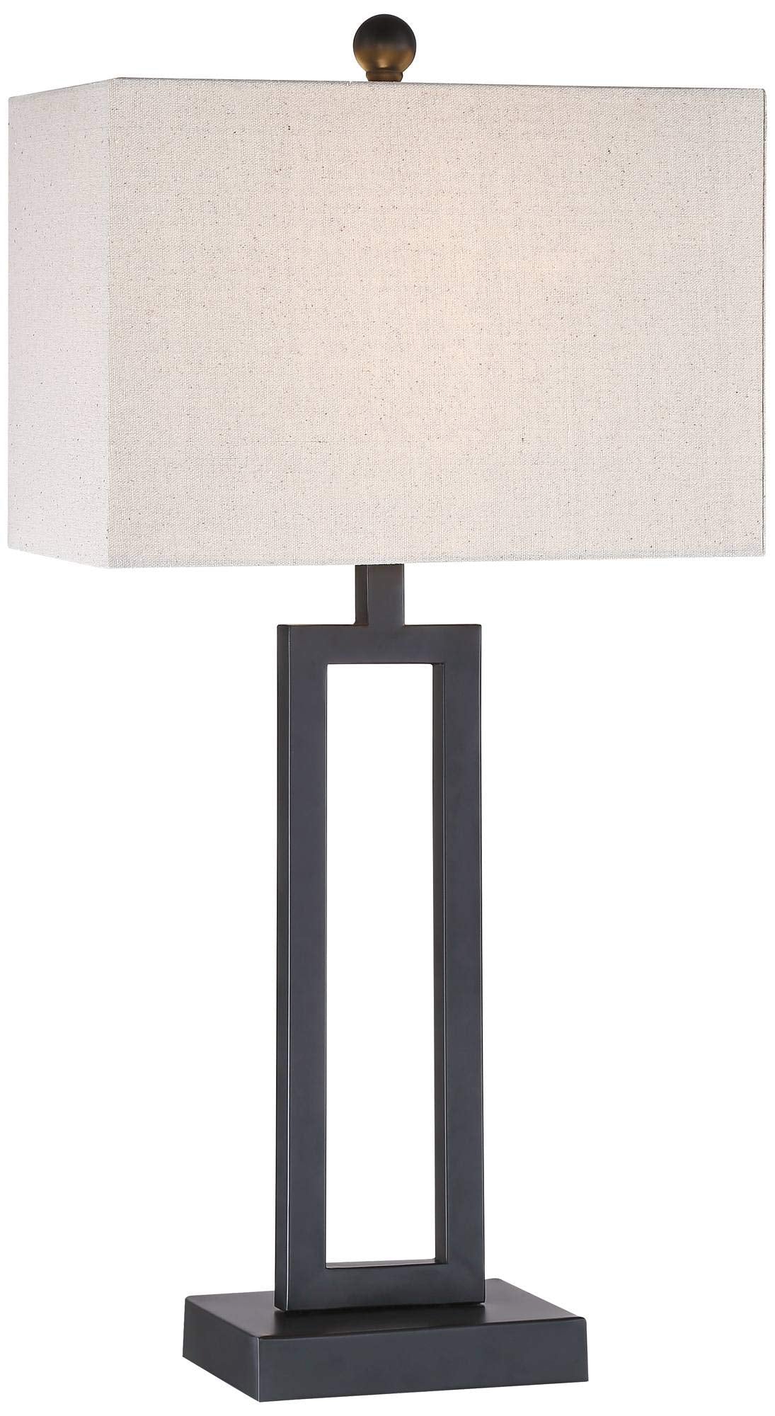 360 Lighting Aston 26" High Open Rectangle Modern Table Lamp Black Finish Metal Single Fabric Off-White Shade Living Room Bedroom Bedside Nightstand House Office Home Kitchen Entryway