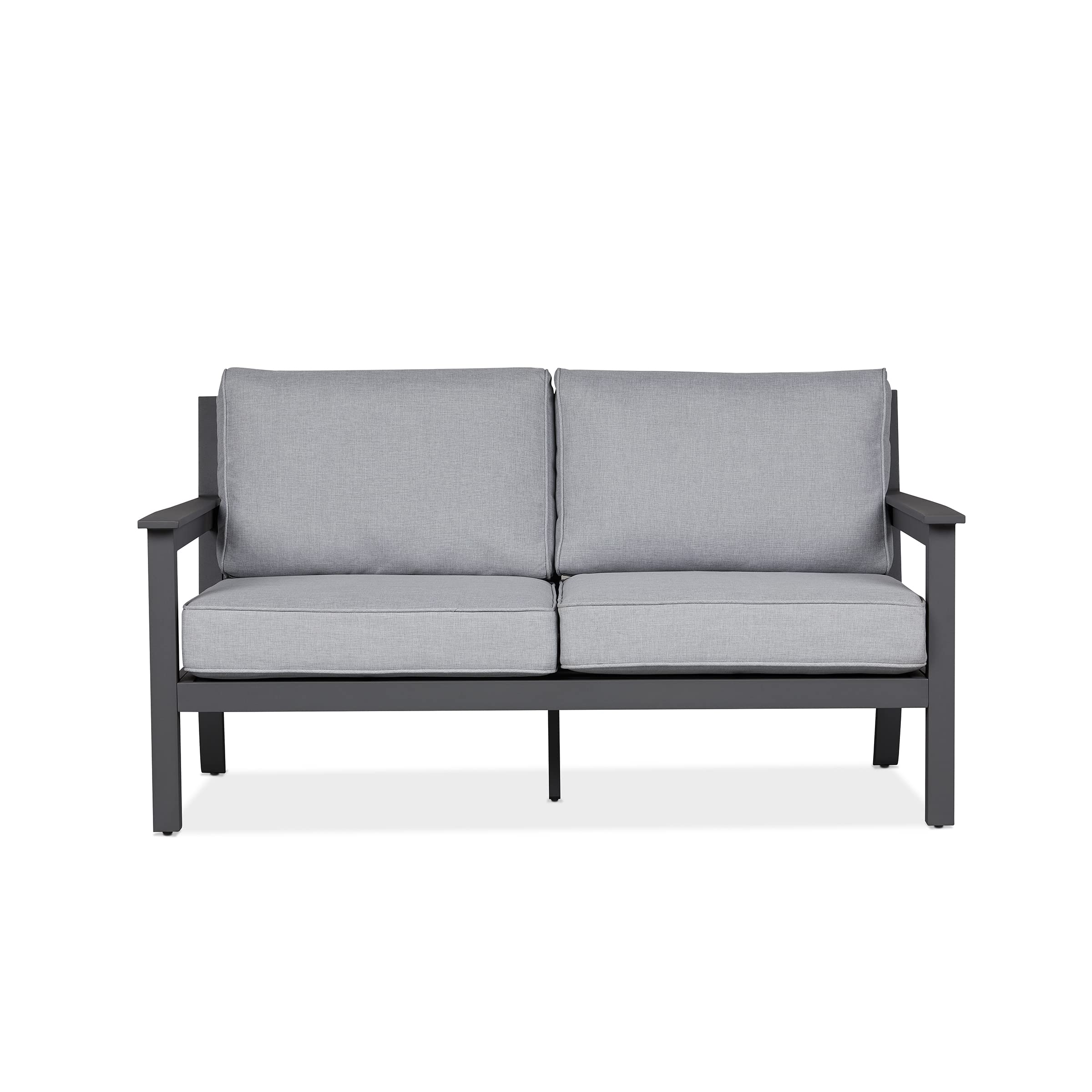 Ortun Outdoor Loveseat with Cushions - Two-Seater Couch - Aluminum Frame
