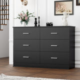 Black Dresser, 47.2'' Large 6 Drawer Dresser Wide Chest of Drawers