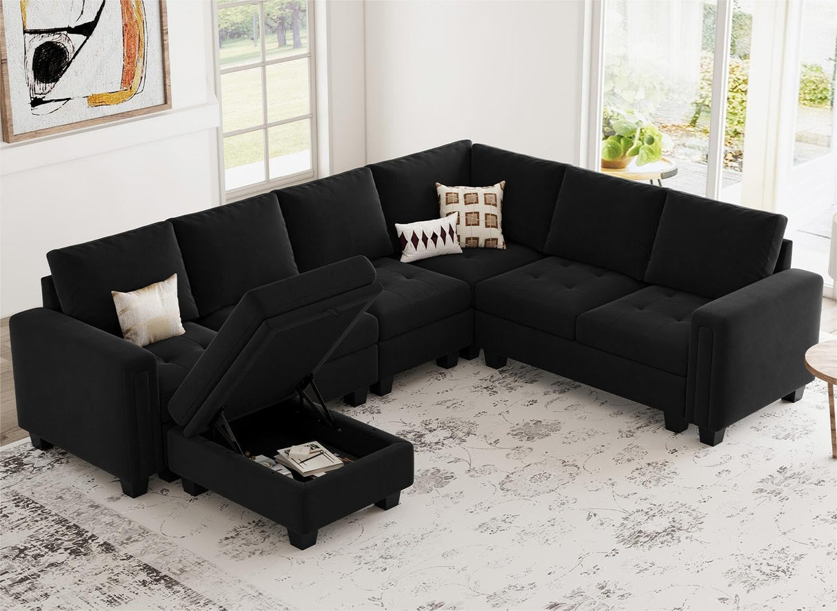 Modular Sectional Sofa Couch 7-Seater Convertible Sectional Sofa Velvet Modular Sectional