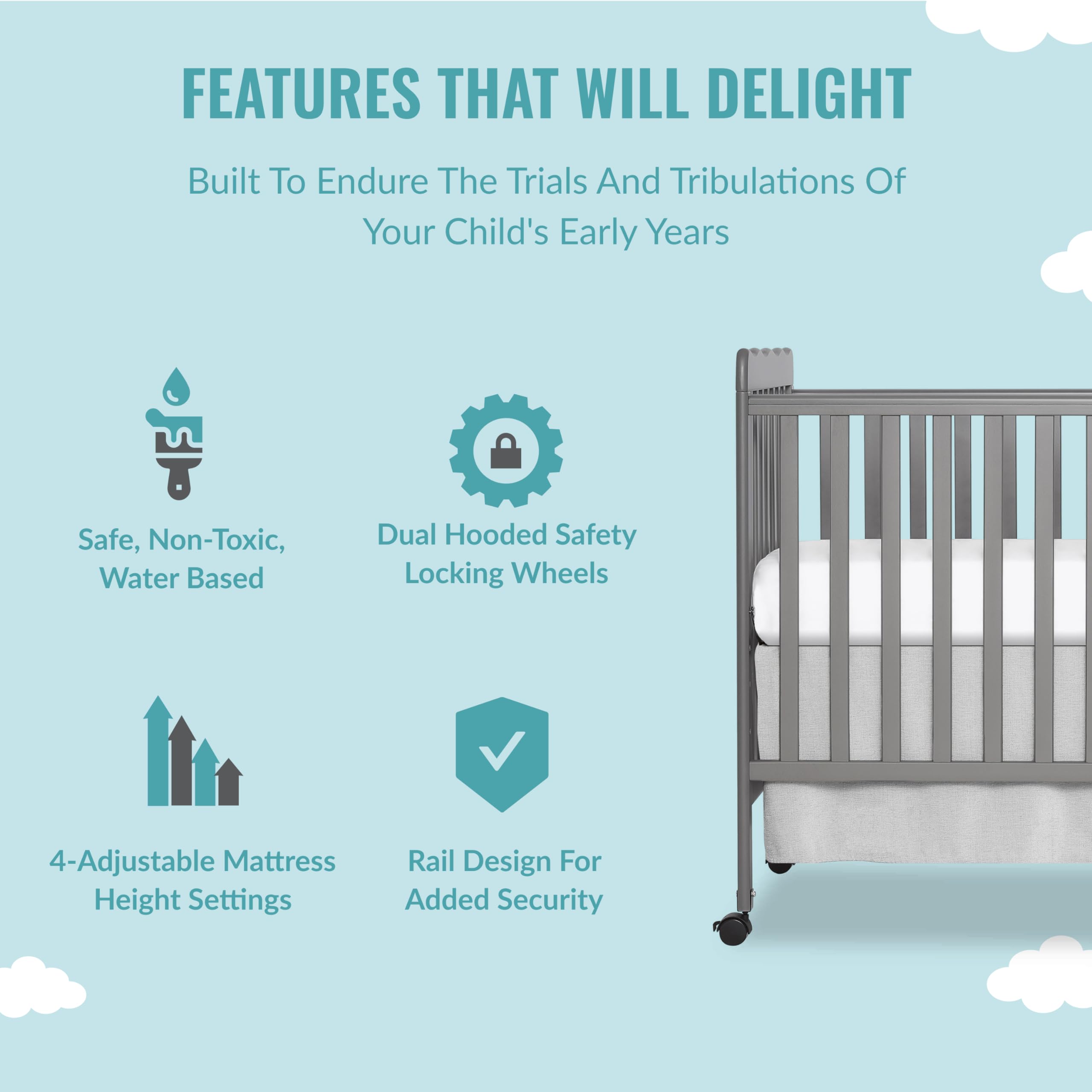 Carson Classic 3-in-1 Convertible Crib in Steel Grey