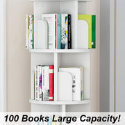 JoanKaren Rotating Bookshelf 51.2", White Wood Bookcase for Kids and Adults, 360 Display 4 Tier Small Corner Book Shelf Organizer, Floor Standing Storage Rack for Bedroom, Living Room, White
