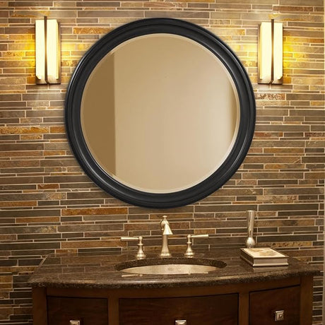 Rectangular Oil Rubbed Bronze Wall Mirror, Rectangle Hanging Wood Framed Vanity