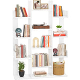 Bookshelf, Tree-Shaped Bookcase Storage Shelf with 13 compartments, Books Organizer Display Cube Shelves, Industrial Free Floor Standing Wood Open Bookshelves for Home, White