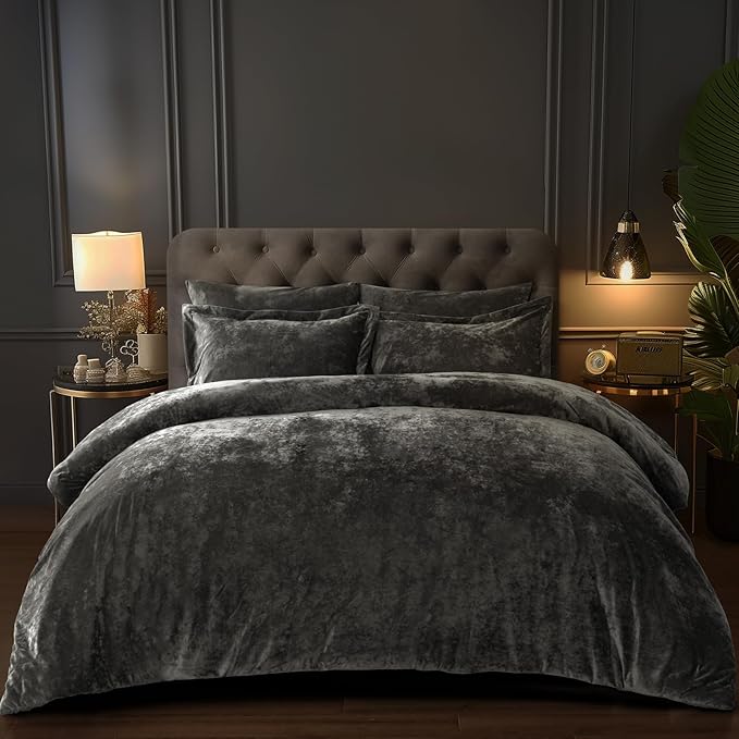 Double-Sided Velvet Comforter Set Queen Size, 5 Piece Soft Luxury Winter Warm Bedding