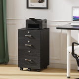 3-Drawer File Cabinet with Lock, Wood Rolling File Cabinet Under Desk File Cabinets