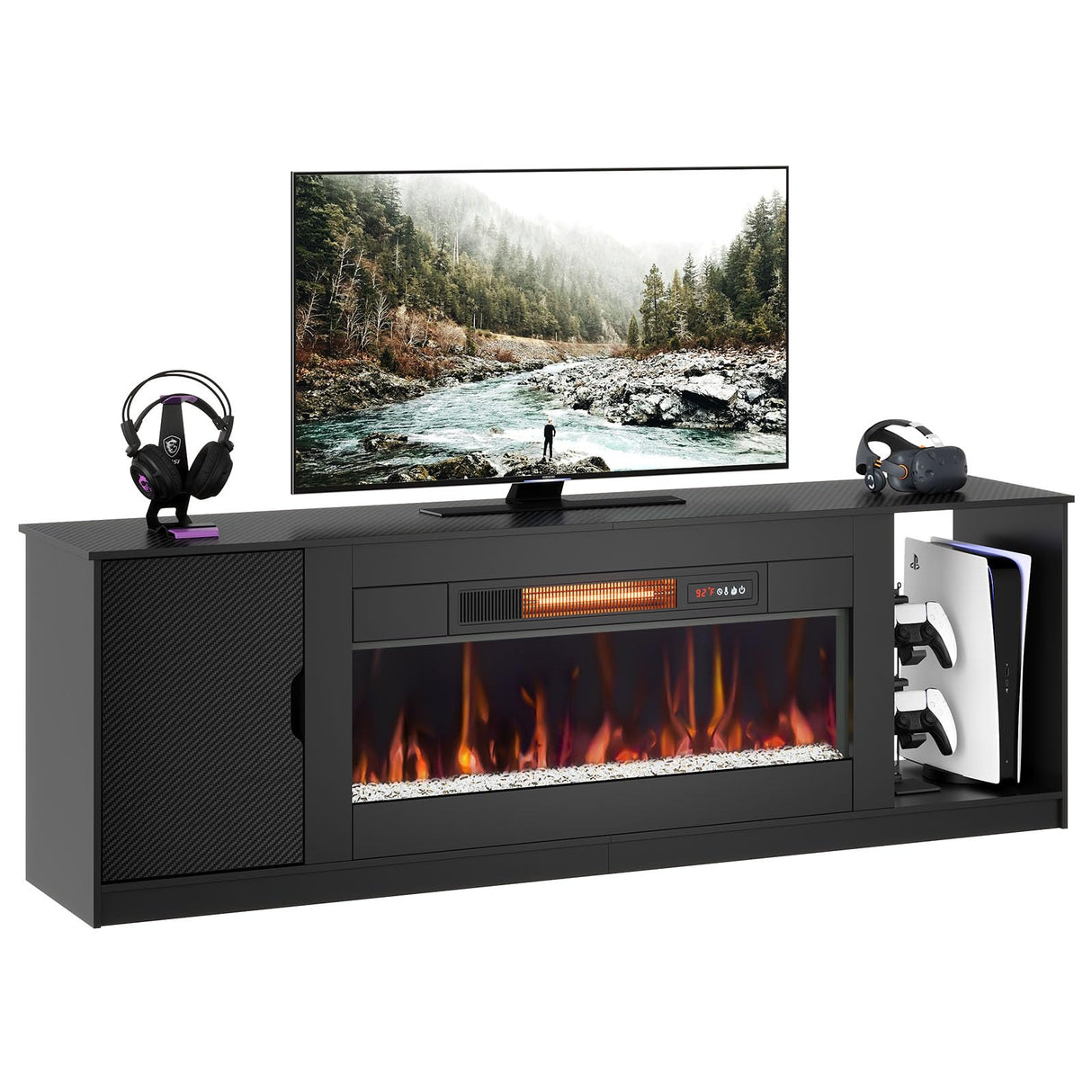 70-Inch Fireplace TV Stand with Storage