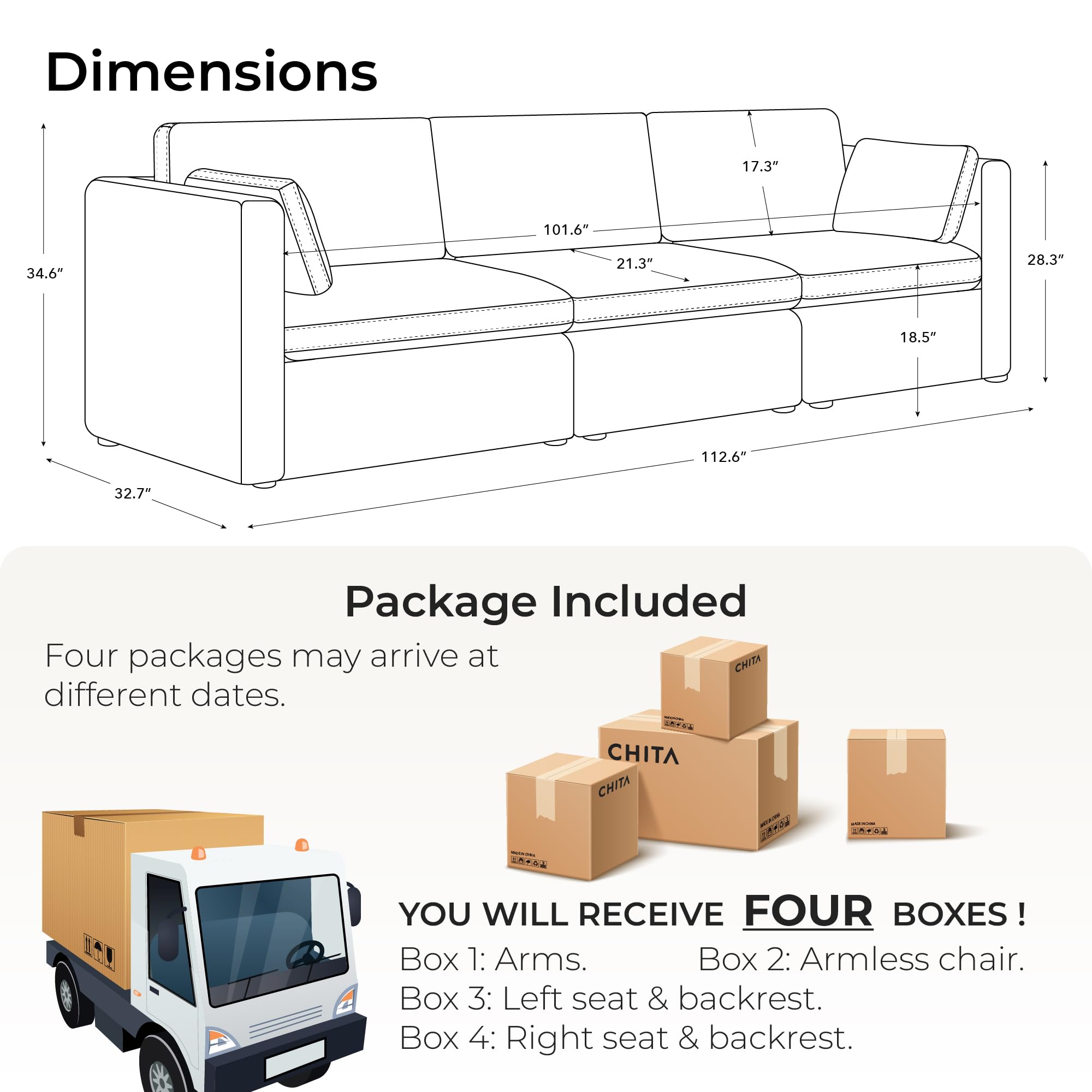 Oversized Modular Sectional Convertible Fabric Sofa Set, FSC Certified Extra