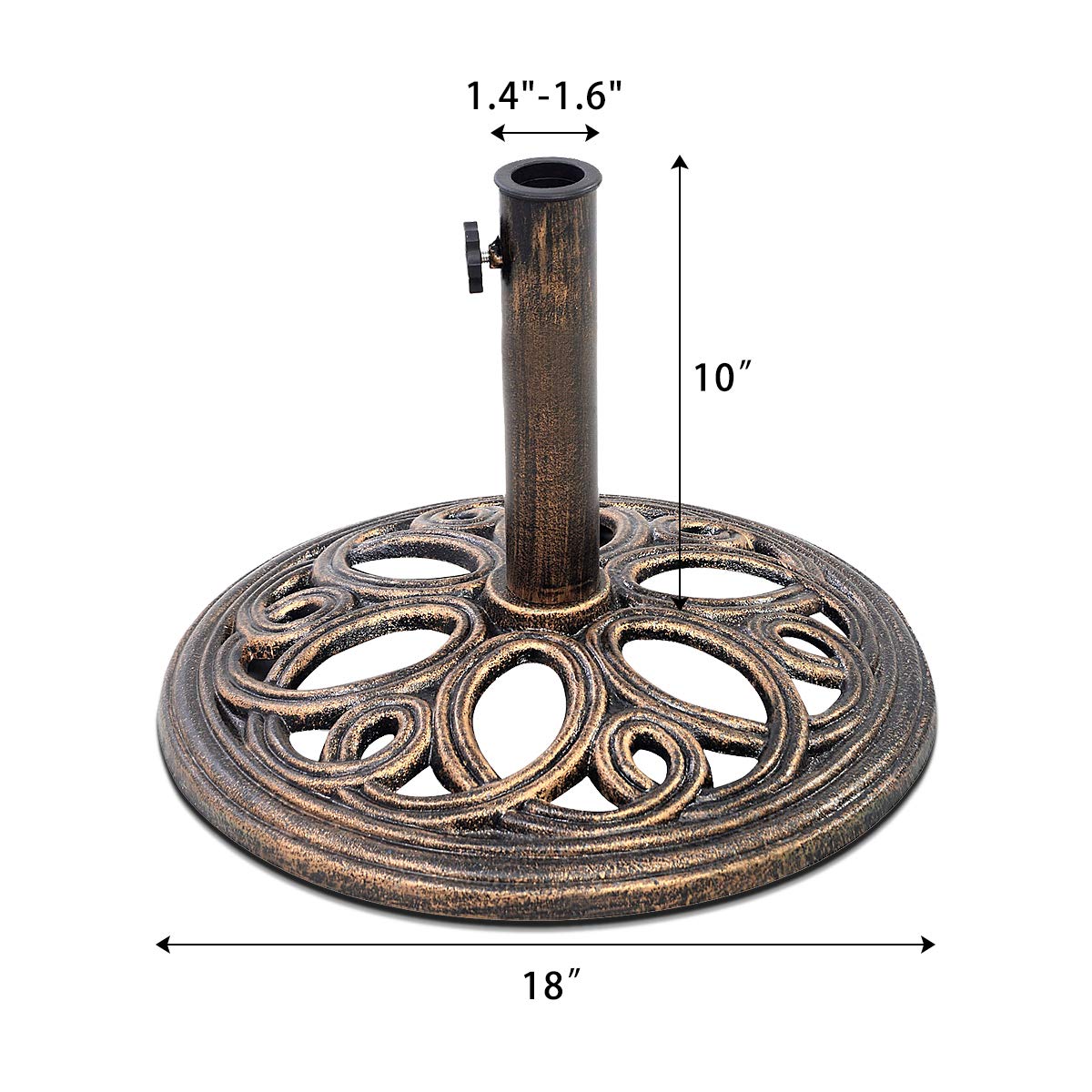 18" Round Umbrella Base Stand 23Lbs Cast Iron Market Patio