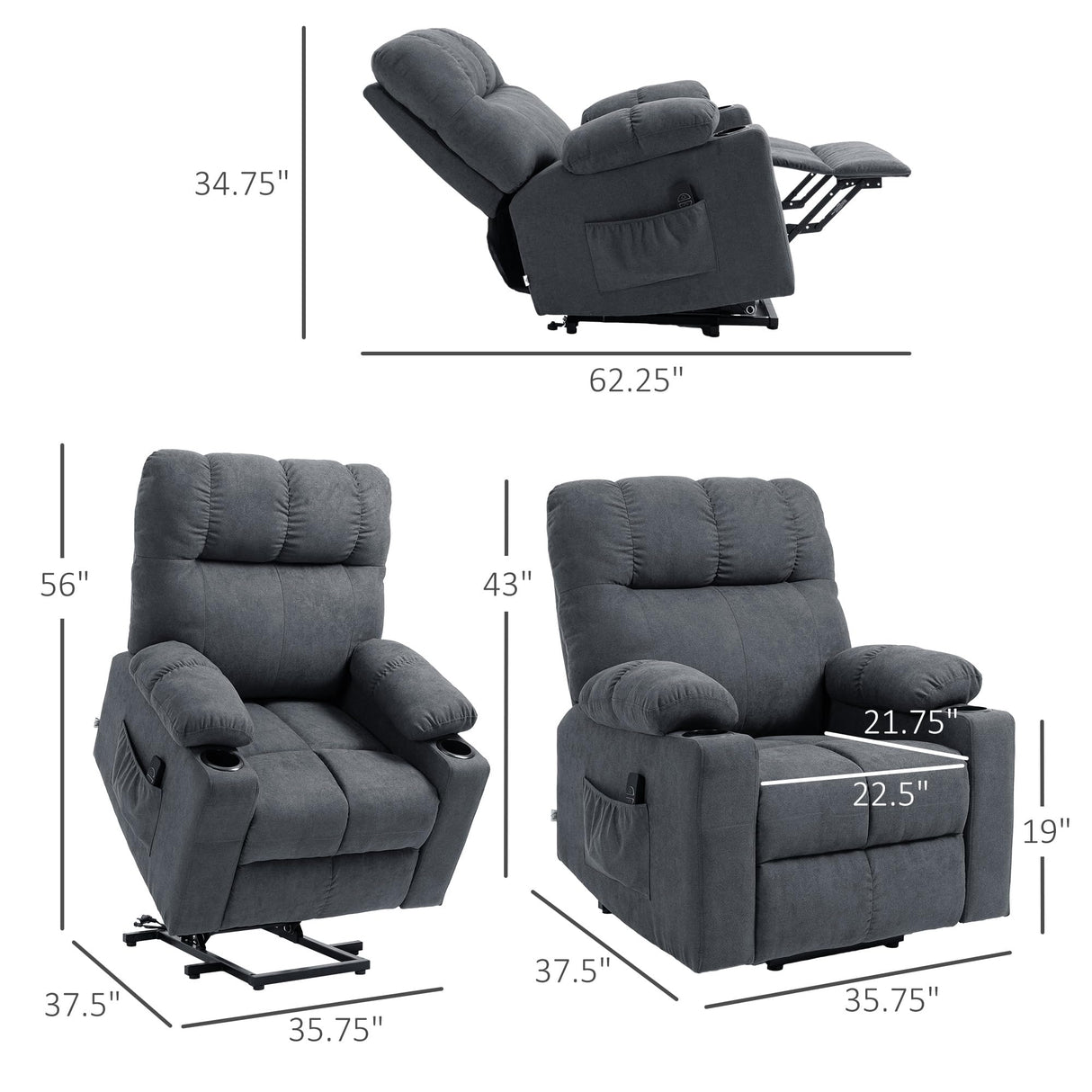 Electric Power Lift Chair Recliners for Elderly, Oversized Living Room Recliner Chair