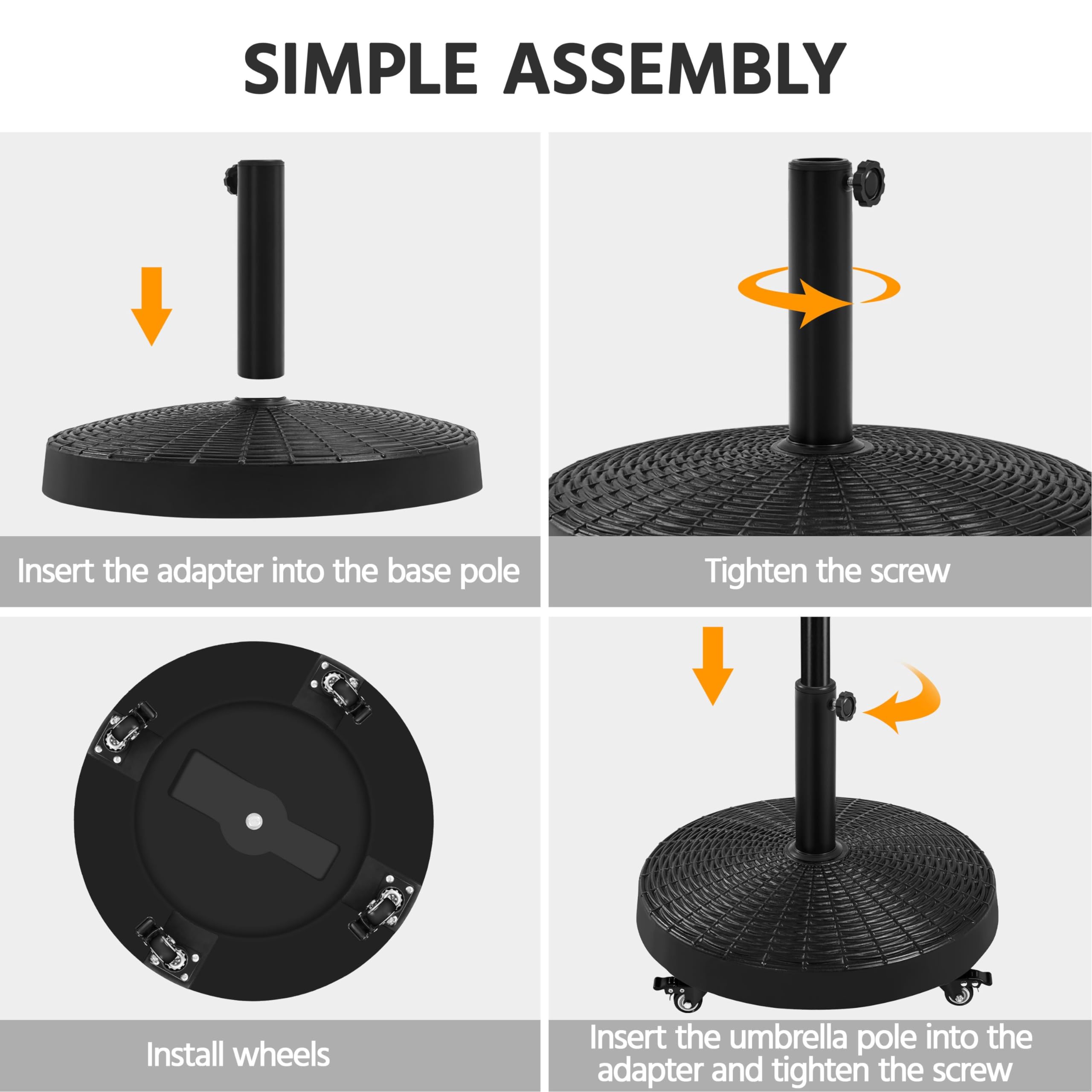 20.5" 55.7lbs Patio Umbrella Base Self-weight Heavy-Duty Resin Base Stand