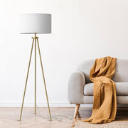 Tripod Floor Lamp with Drum Shade - Modern Industrial Standing Light