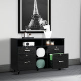 Wood Mobile File Cabinet with 4 Drawers and Shelves, Printer Stand