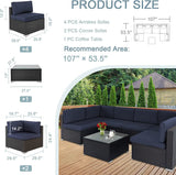 7-Piece Outdoor Patio Furniture Sets, All-Weather Black Wicker Rattan Sectional Sofa