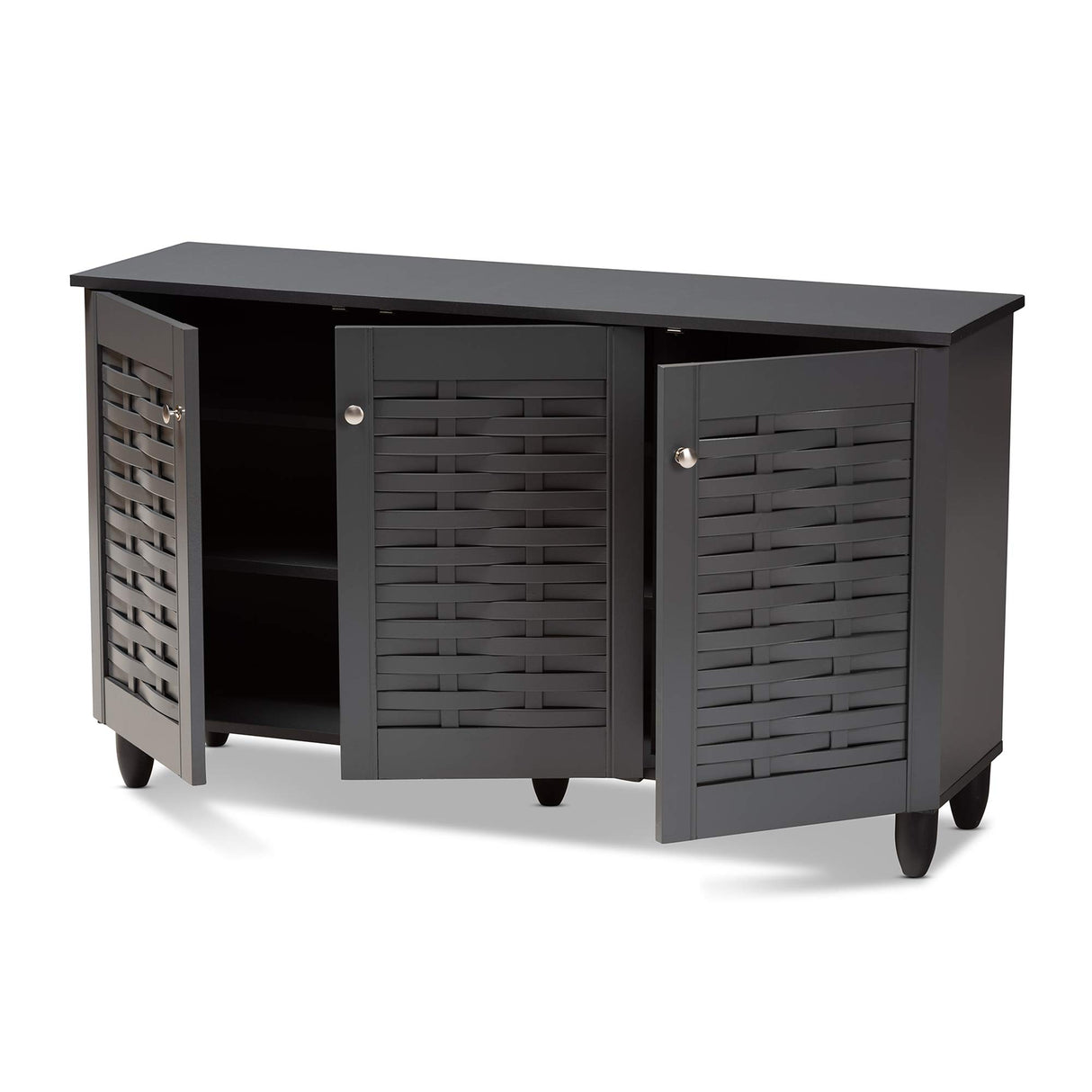 Wadia Modern and Contemporary Dark Gray 3-Door Wooden Entryway Shoe Storage
