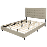 Madison Queen Upholstered Bed Frame with Headboard/Build in LED Light and USB