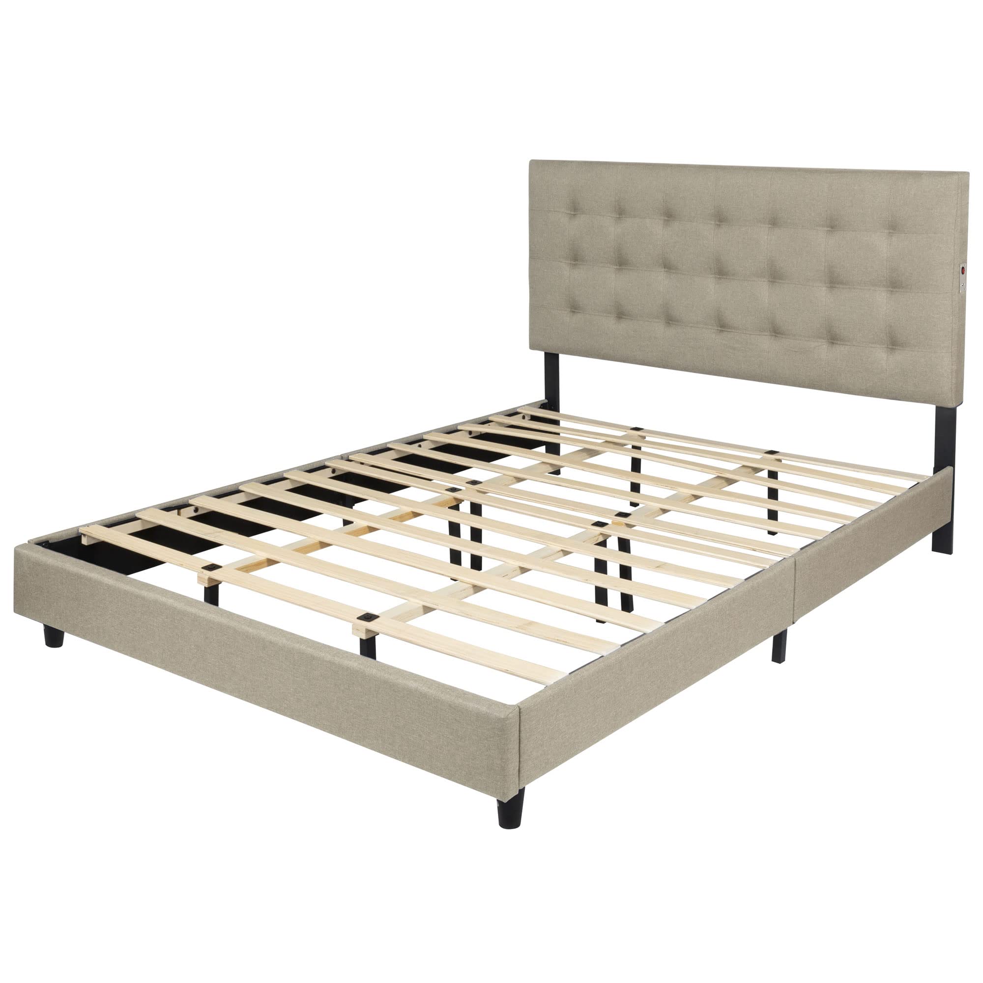 Madison Queen Upholstered Bed Frame with Headboard