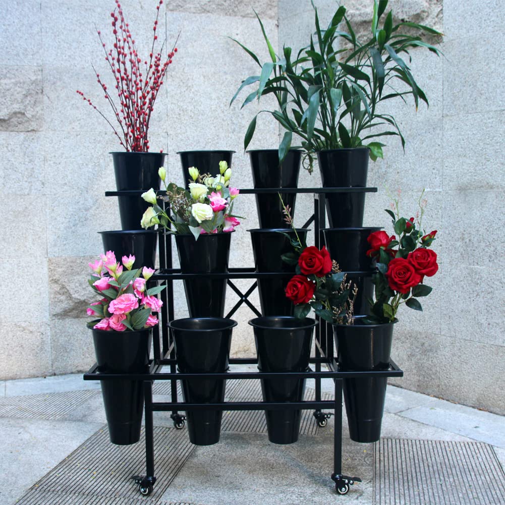 Moving Plant Stand with Wheels Heavy Duty Garden Cart Display Flower Shelf