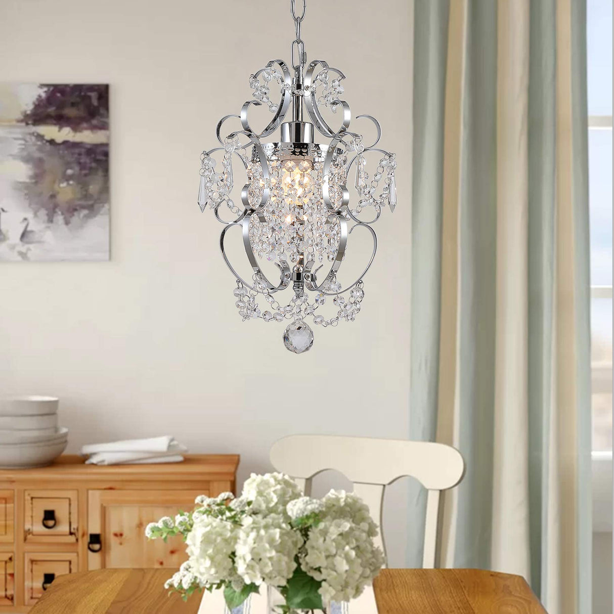 Plug in Chandelier Hanging Light Fixture with 14.27 Ft Hanging Cord and On/Off Switch