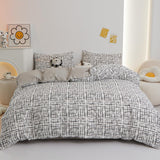 Plaid Duvet Cover Set Queen 100% Cotton Bedding Black and White Grid Checkered Print