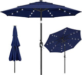 10ft 3-Tier Vented Solar Patio Umbrella, Table Outdoor Market Umbrella with 24 LED Lights