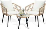 3 Piece Patio Bistro Set, Outdoor Wicker Apartment Balcony Furniture Sets