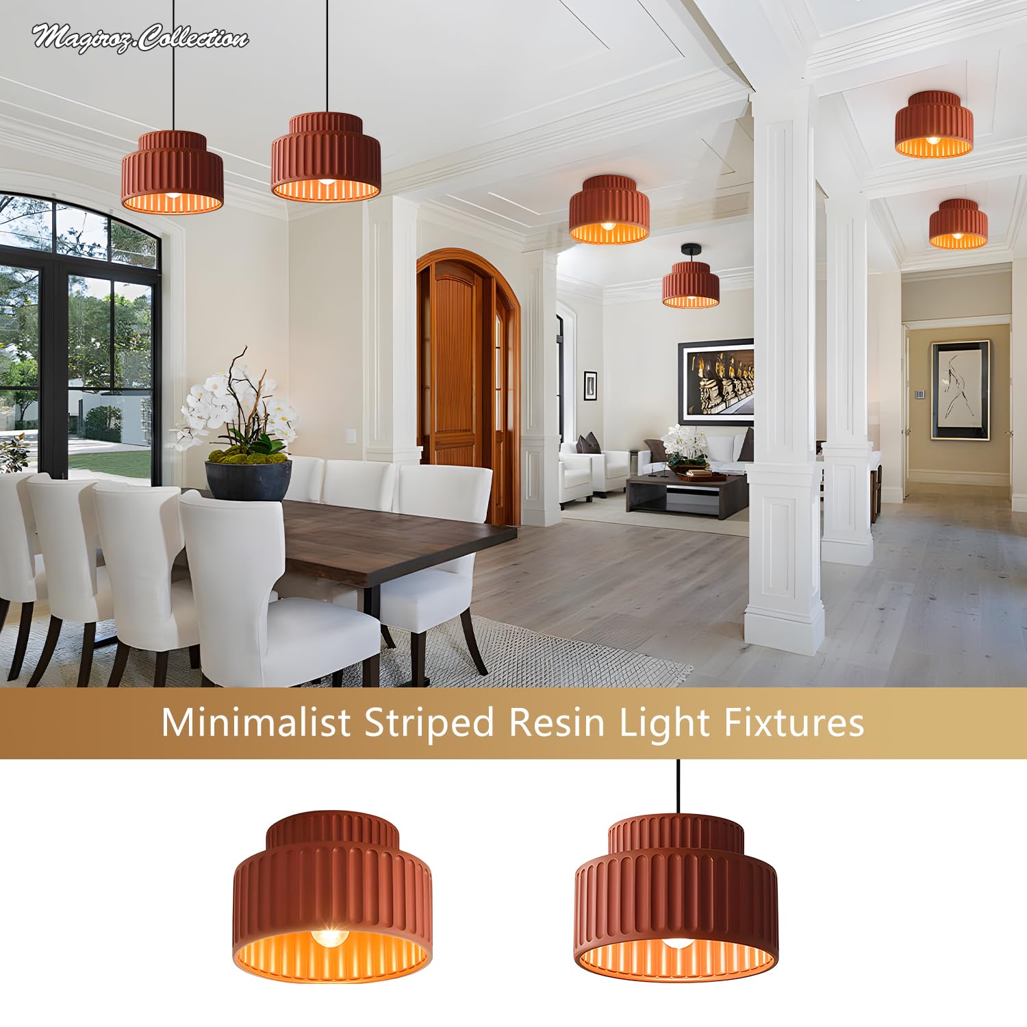 Nordic Round Semi Flush Mount Ceiling Light - Orange Red Resin