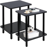 Side Table 2-Tier end Table, 15.7x11.8x18.7in Nightstand with Storage Shelf