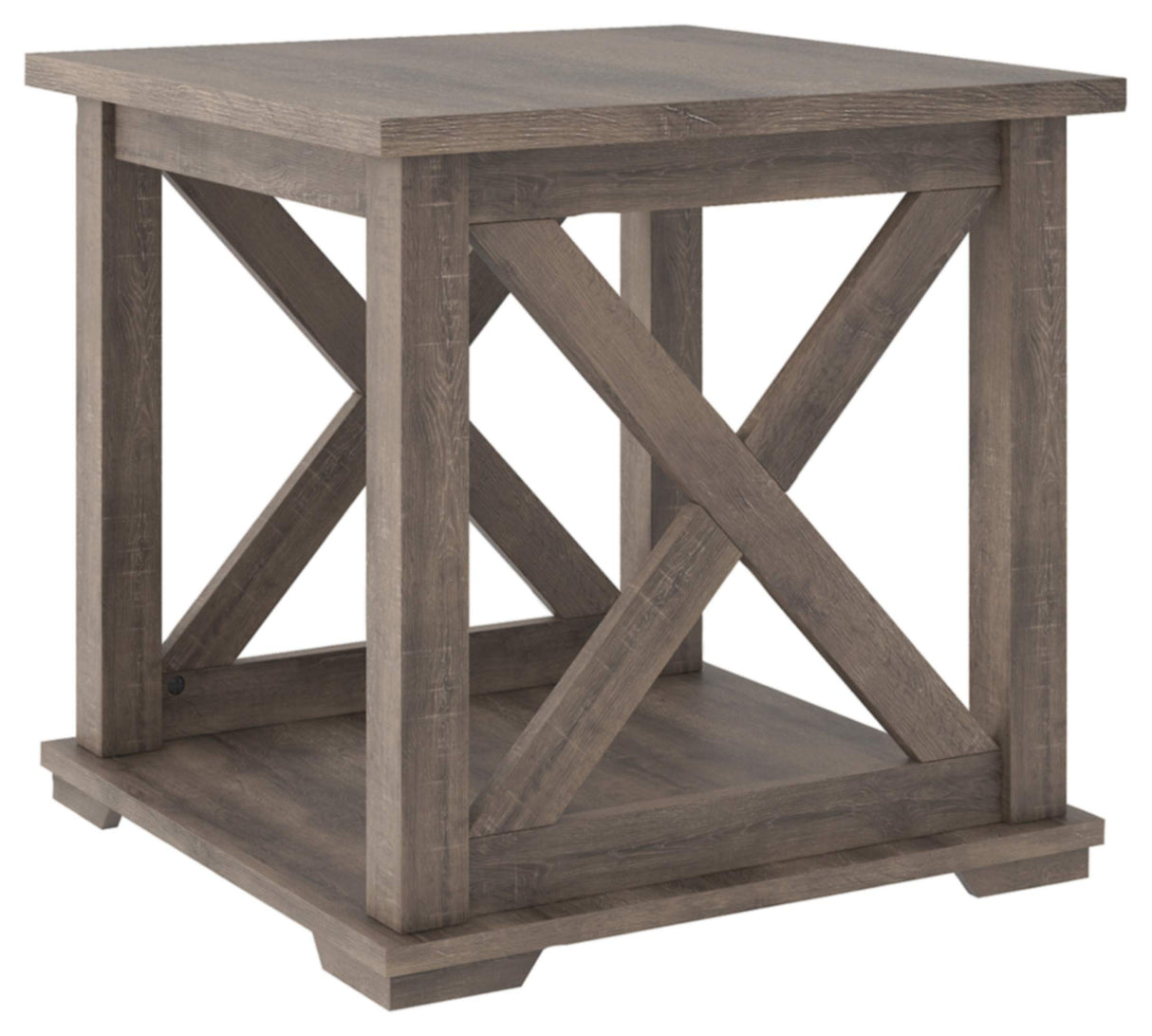 Arlenbry Farmhouse End Table with Crossbuck Details, Weathered Oak Brown