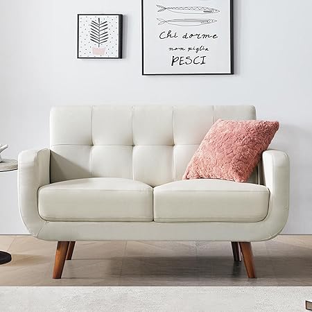 51 Inches Loveseat Sofa, Mid-Century Modern Mini Couch with Tufted Back