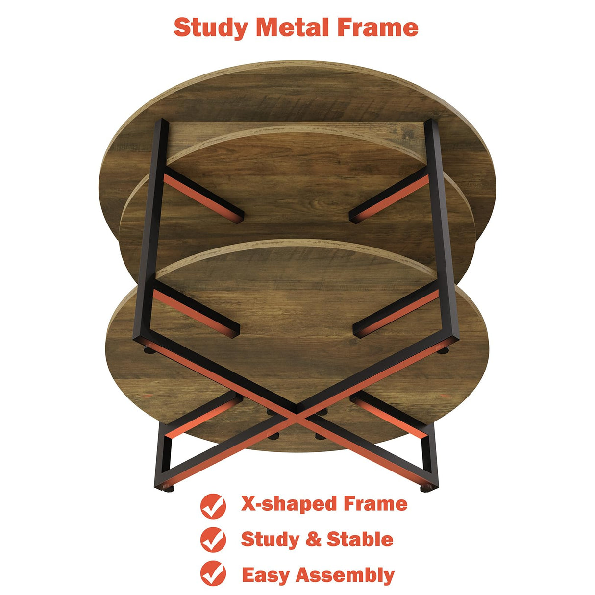 Wood Lift Top Circular Coffee Table with Hidden Compartment 31.5" D x 31.5" W x 17.35" H