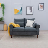 54.5" Small Loveseat Couch Sofa, Fabric Upholstered 2-Seat Sofa, Love Seat Furniture with Wood Leg for Small Space, Living Room, Apartment (Gray Linen, Track Arm-2 Seater)