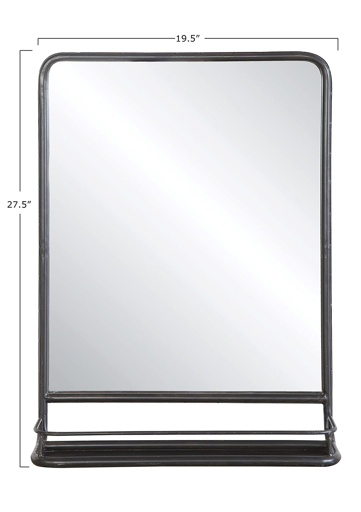 Large Metal Framed Mirror with Shelf