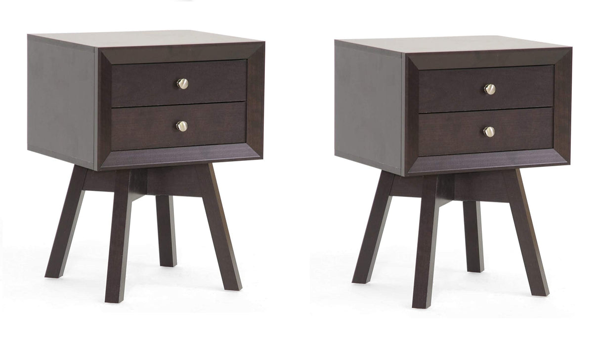 Studio Warwick Modern Accent Table and Nightstand, Brown (Set of 2)