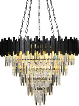 Crystal Chandeliers Light Fixtures Black Round Raindrop Crystal Pendant Light Ceiling