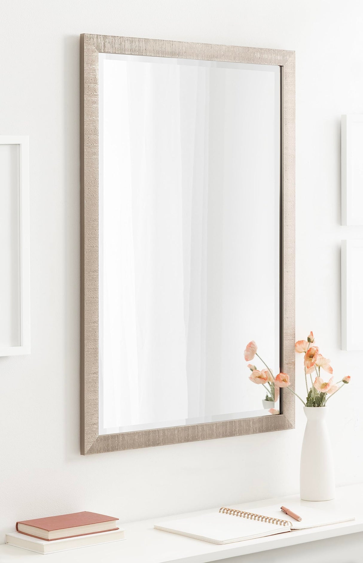 Reyna Modern Rectangle Wall Mirror, 24 x 36, Silver, Framed Rectangular