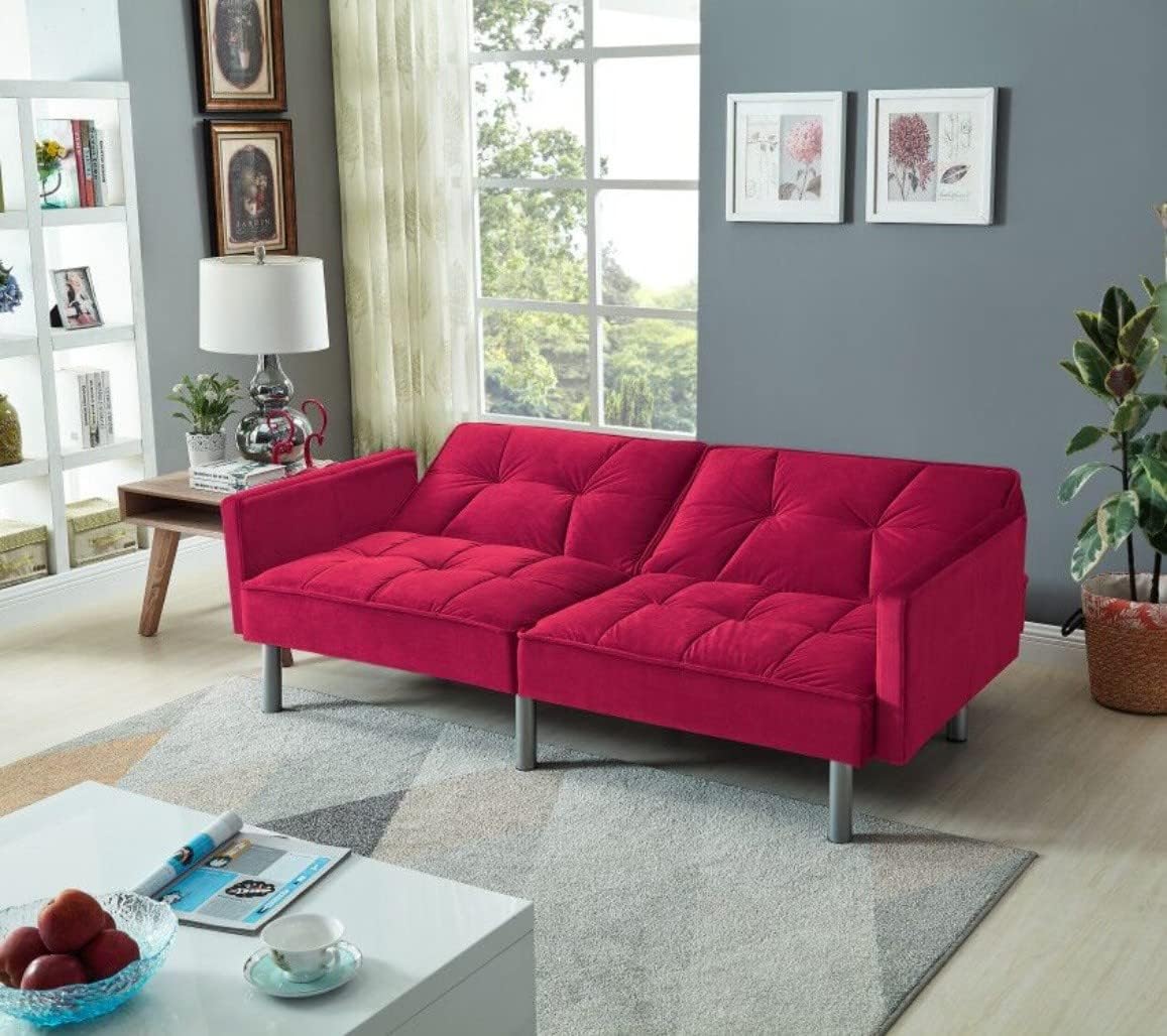 Velvet Loveseat Futon Convertible Sofa Bed for Living Room and Couch