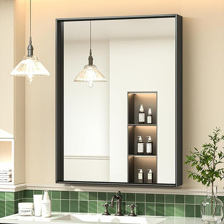 24x32 Inch Silver Mirror for Bathroom Sink, Non-Rusting Metal Frame, HD Reflection