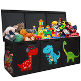 Large Toy Box, Collapsible Sturdy Storage Organizer with Lids, Dinosaur Toybox for Boys