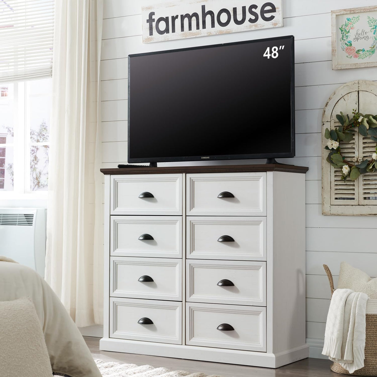 Farmhouse 8 Drawer Dresser for Bedroom, Tall Chest of Drawers