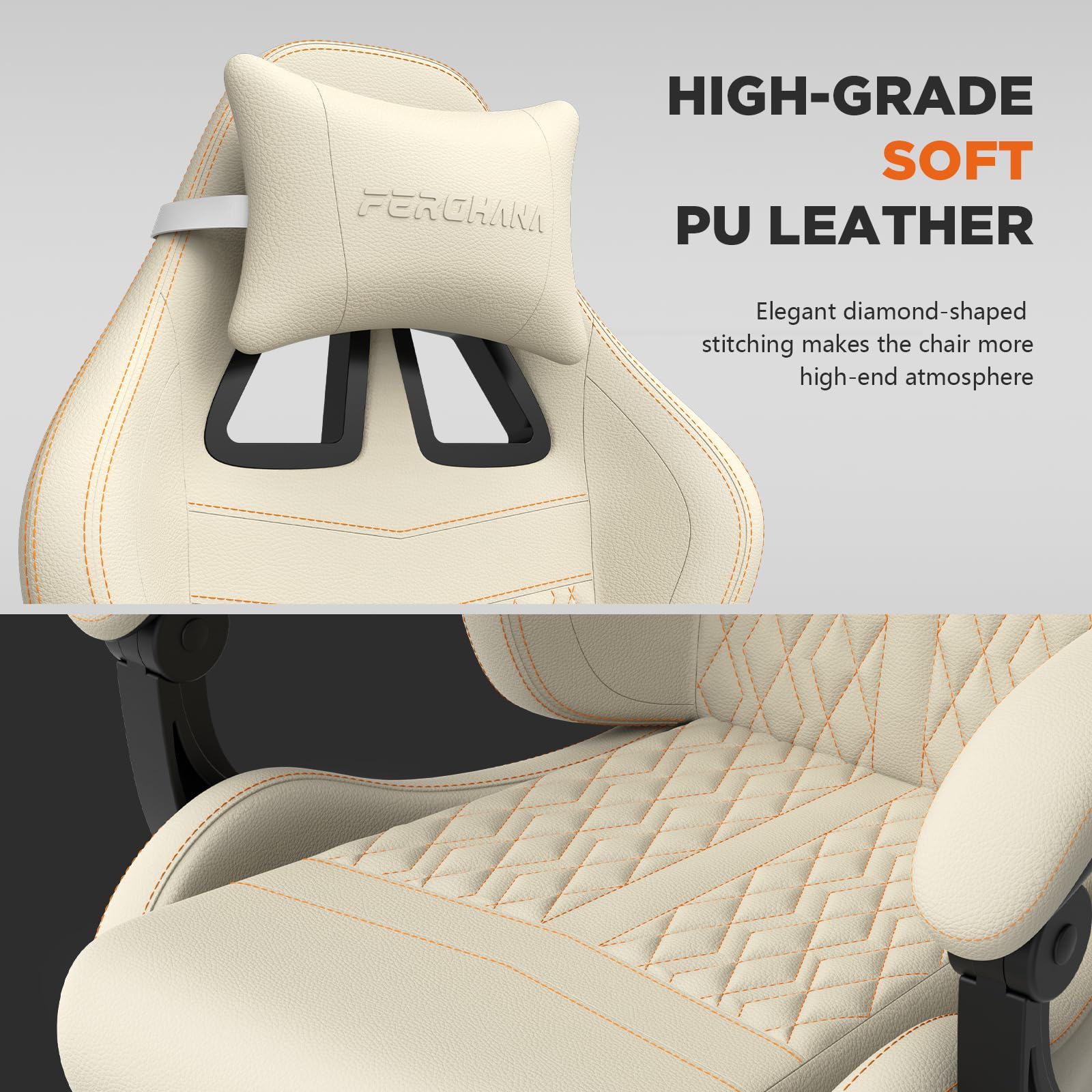 Vintage PU Leather Gaming Chair, Ergonomic Gamer Chair with Massage