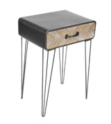 Metal Side End Accent Table Single Drawer End Table, Side Table 17" x 12" x 26", Black