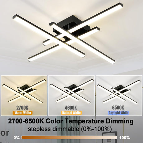 LED Ceiling Light Fixture, Dimmable Close to Ceiling Light with Remote Control Black