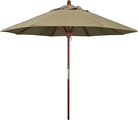 9' Rd. Wooden Market Umbrella, Push Open Pin Stop ,