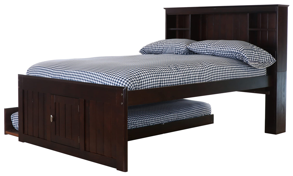 Model 82921K3-22 Full Size Bookcase Bed with Three Drawers and Twin Sized Trundle