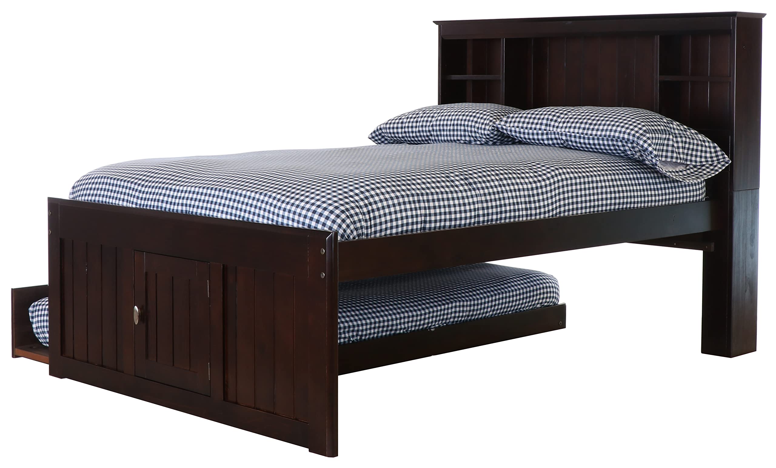 Model 82921K3-22 Full Size Bookcase Bed with Three Drawers and Twin Sized Trundle