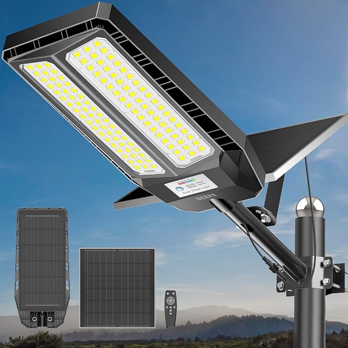 Outdoor 7000W, Solar Street Light IP67 Waterproof Dusk to Dawn 300000 Lumens LED