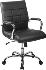 Vivian Mid-Back Swivel Vinyl Upholstered Desk Chair with Padded Seat and Armrests