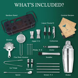 Cocktail Shaker Set Bartender Kit with Stand | Complete 24-Piece Bar Set Cocktail Kit